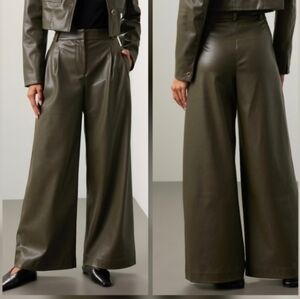 Saunders Olive Faux Leather Pants In  Green faux leather Size 8